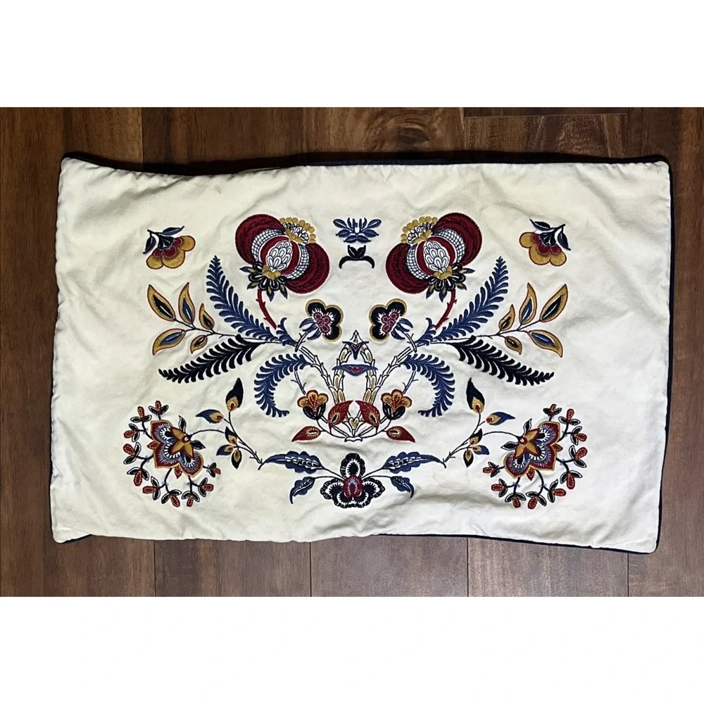 Vintage IKEA Alvine Floral 4 Button Pillow Cover Sweden Emboidered 16 x 24